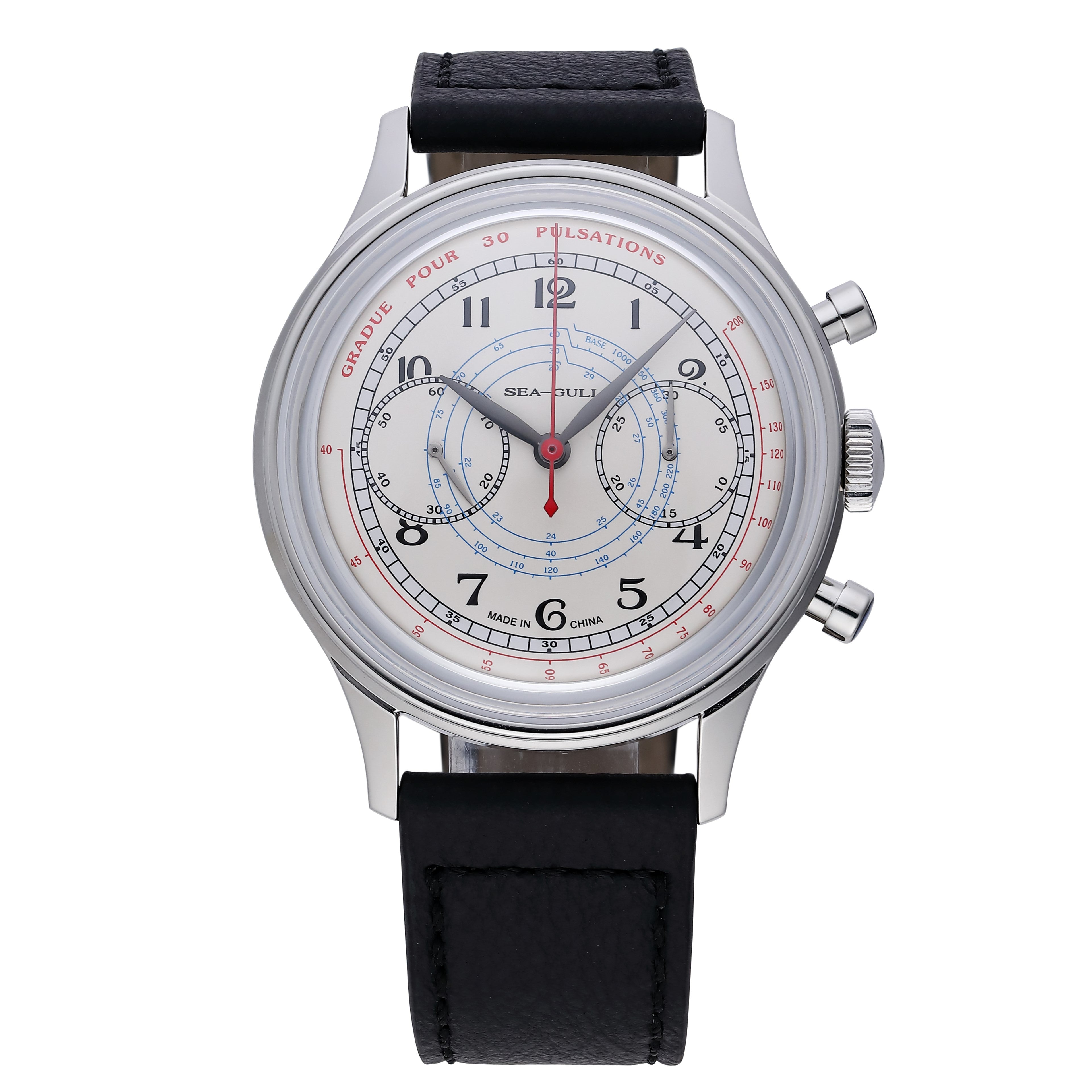 Sea-gull 1963 819.93.3011 kronograf laks 40mm pulsometer