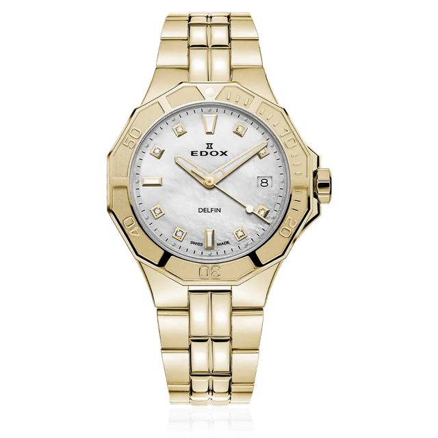 Edox Delfin Diver Date Lady dameklokke stål