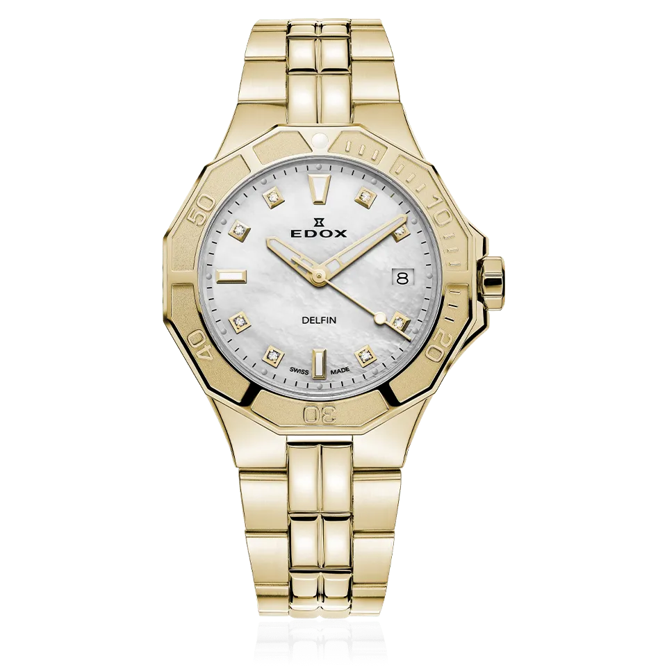 Edox Delfin Diver Date Lady dameklokke stål