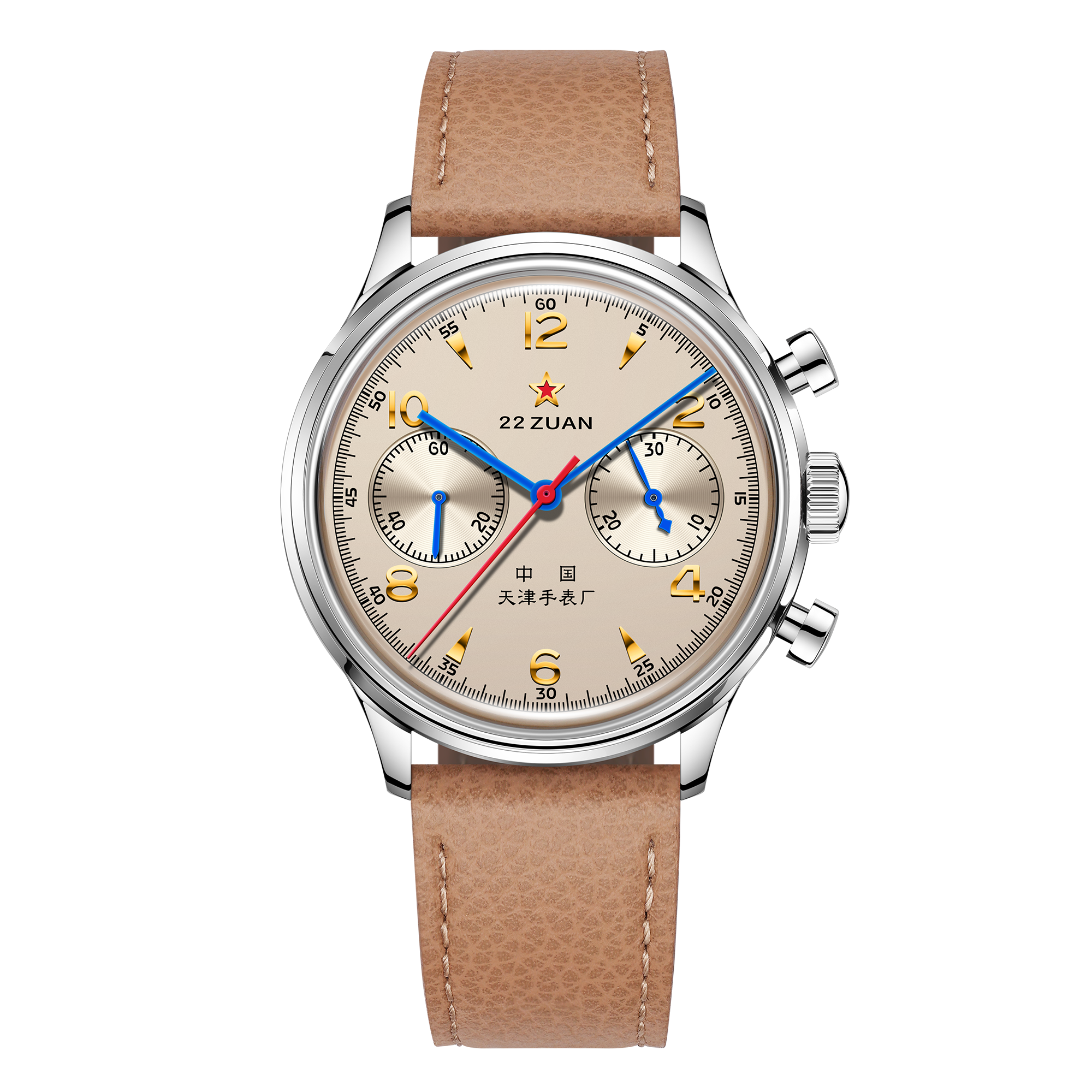 Sea-gull BD2107BC klokkerem khaki skinn 20 mm