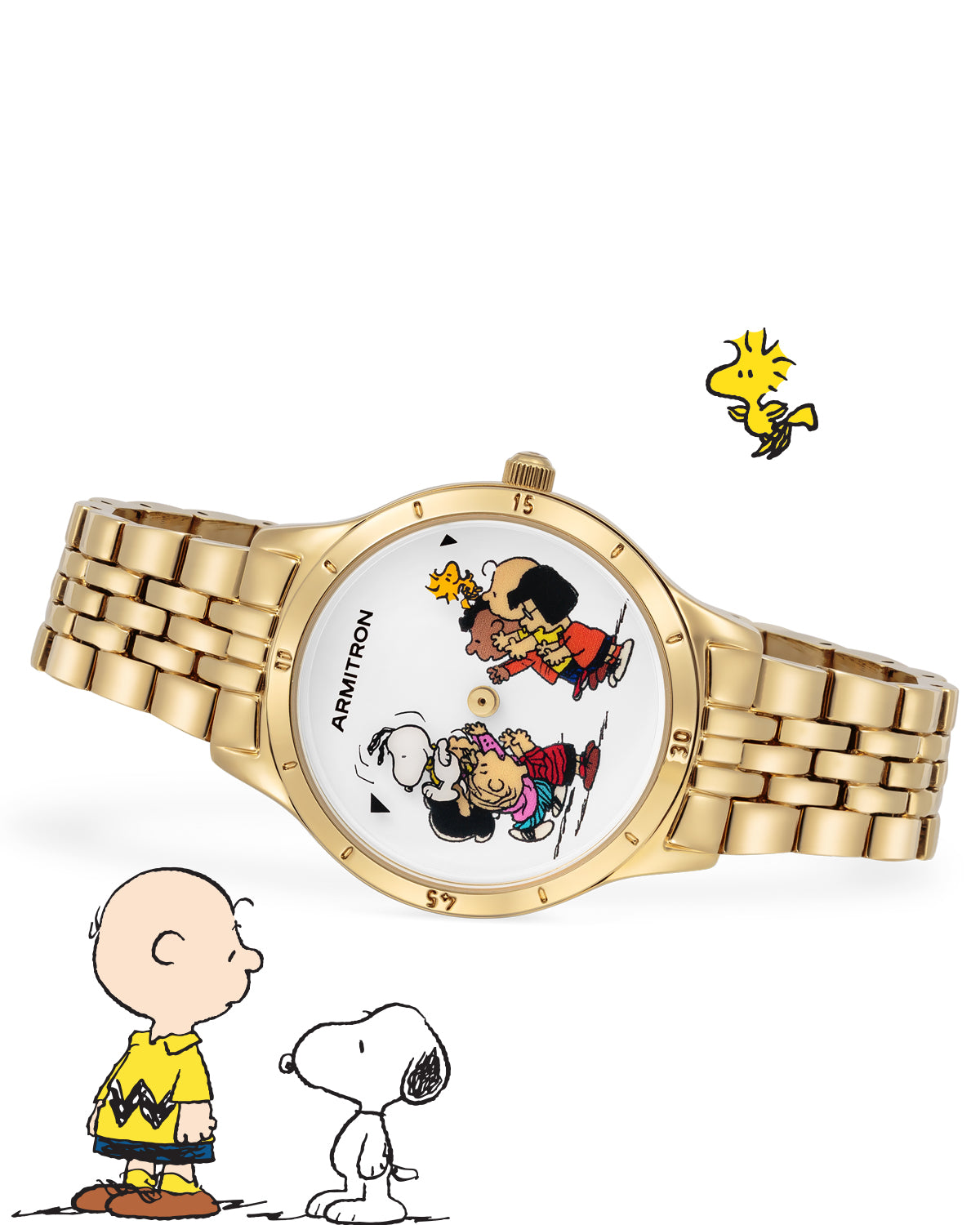 Armitron Peanuts 34mm dameklokke gull Snoopy