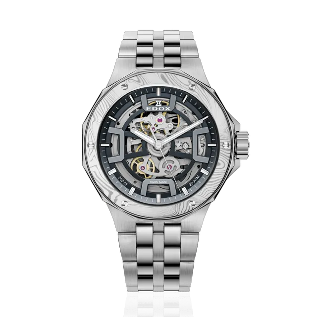 Edox Delfin Mecano Automatic Damascus Steel Limited Edition herreklokke