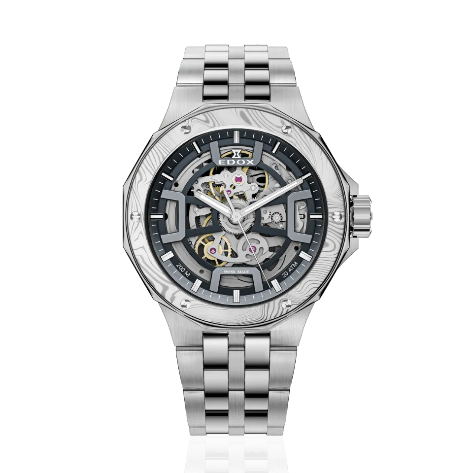 Edox Delfin Mecano Automatic Damascus Steel Limited Edition herreklokke