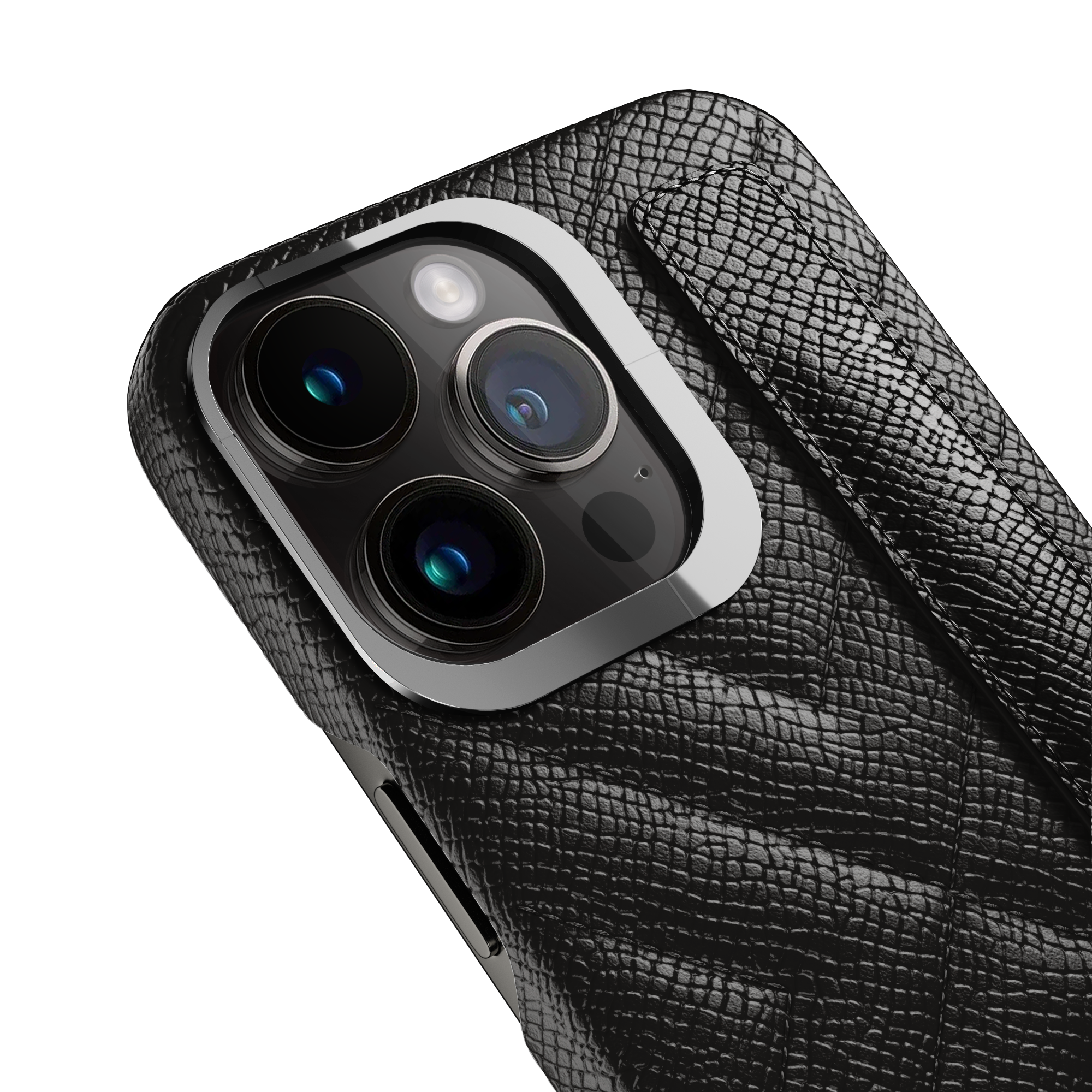 Label Noir iPhone 13 Pro Max Quilted Strap deksel svart skinn