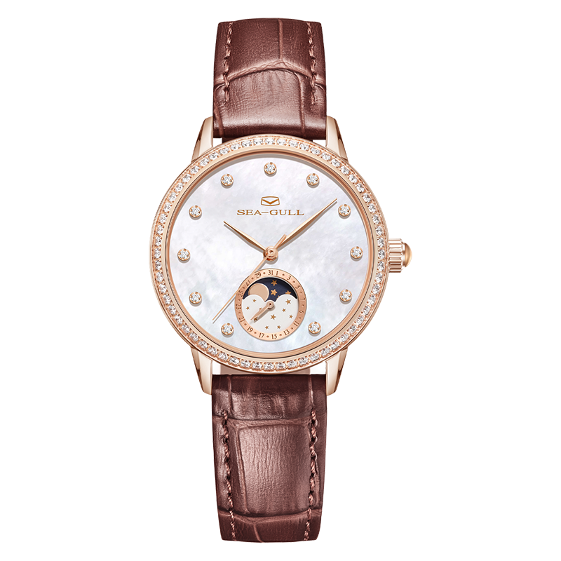 Sea-gull 319.15.1136L dameklokke automatisk 34 mm brun