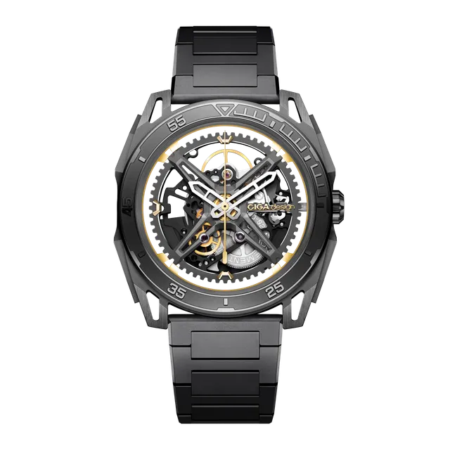 CIGA Design Falcon skjelettklokke sølv stål