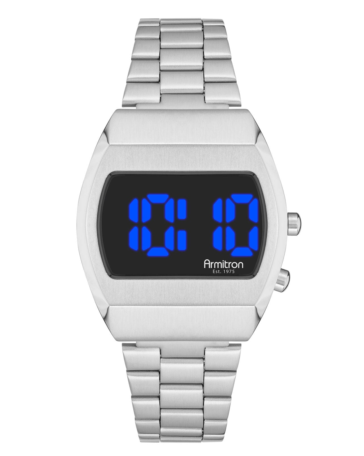 Armitron Griffy digitalklokke 37 mm sølv blå LED