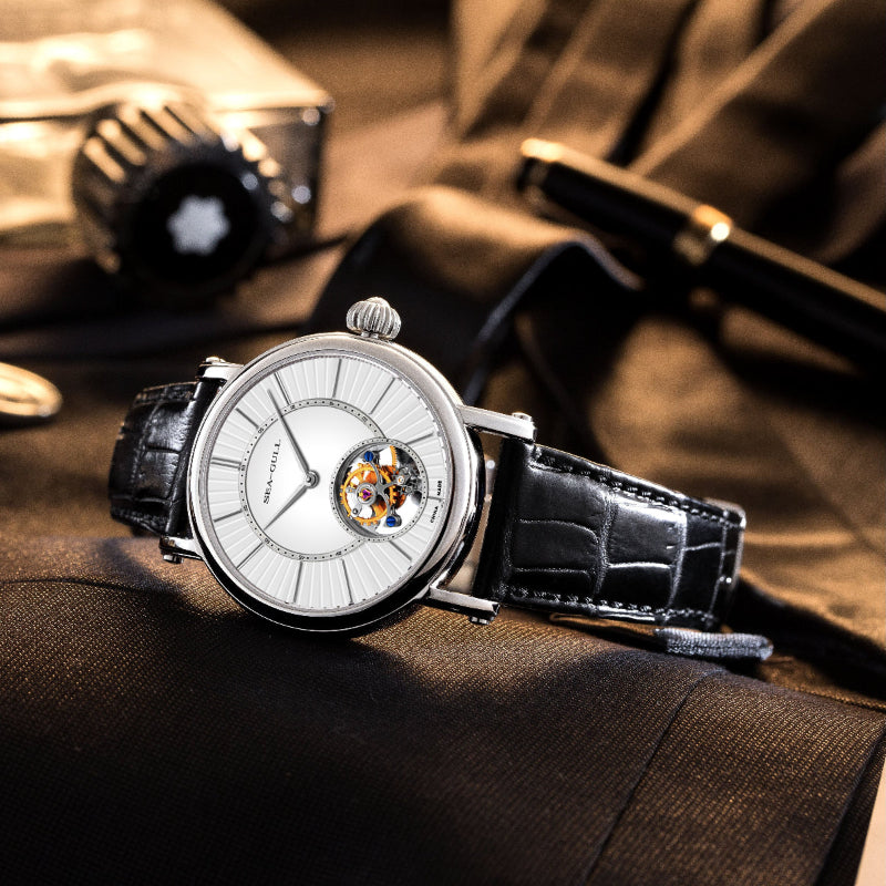 Sea-gull Heritage 818.12.6018 tourbillon herreur hvit 41mm