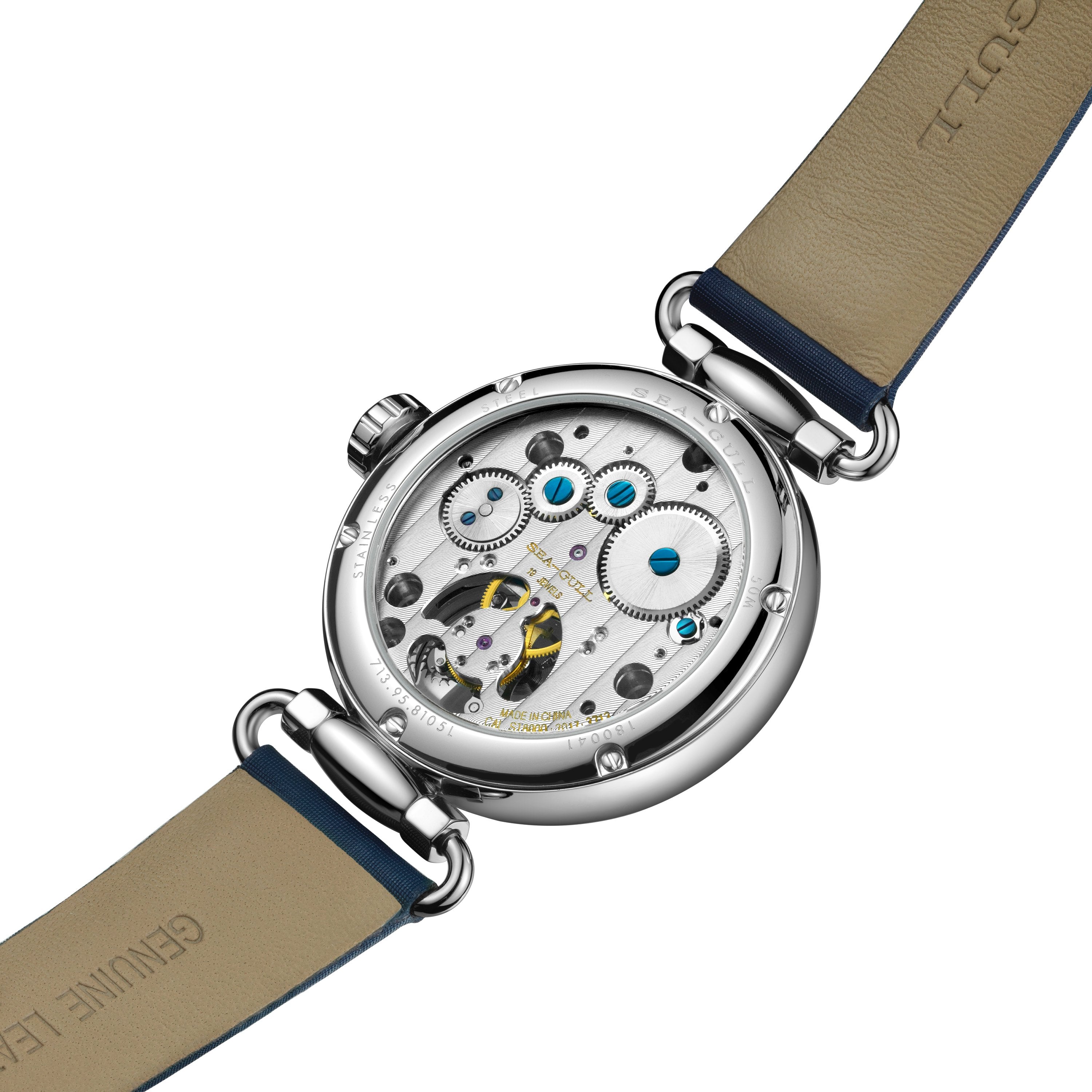 Sea-gull Heritage Eccentric Tourbillon 39mm klokke blå brodert