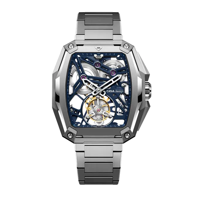 CIGA Design Hunter Tourbillon skjelett titan blå