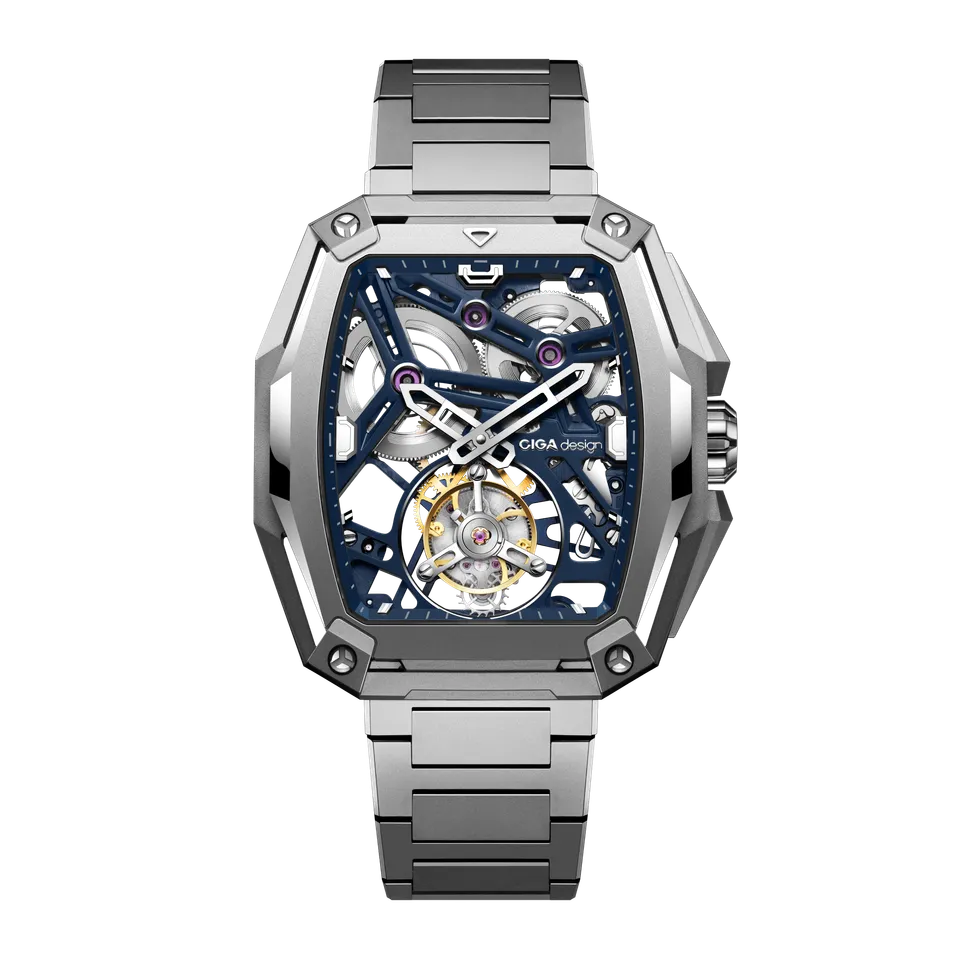 CIGA Design Hunter Tourbillon skjelett titan blå