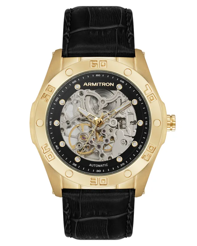 Armitron Skeleton 42mm herreklokke gull/svart automatisk