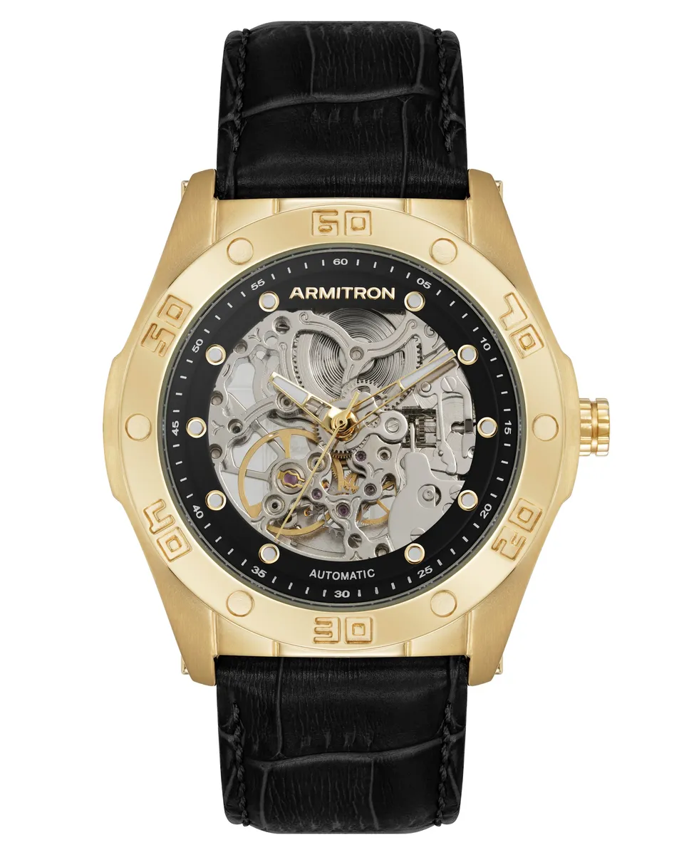 Armitron Skeleton 42mm herreklokke gull/svart automatisk