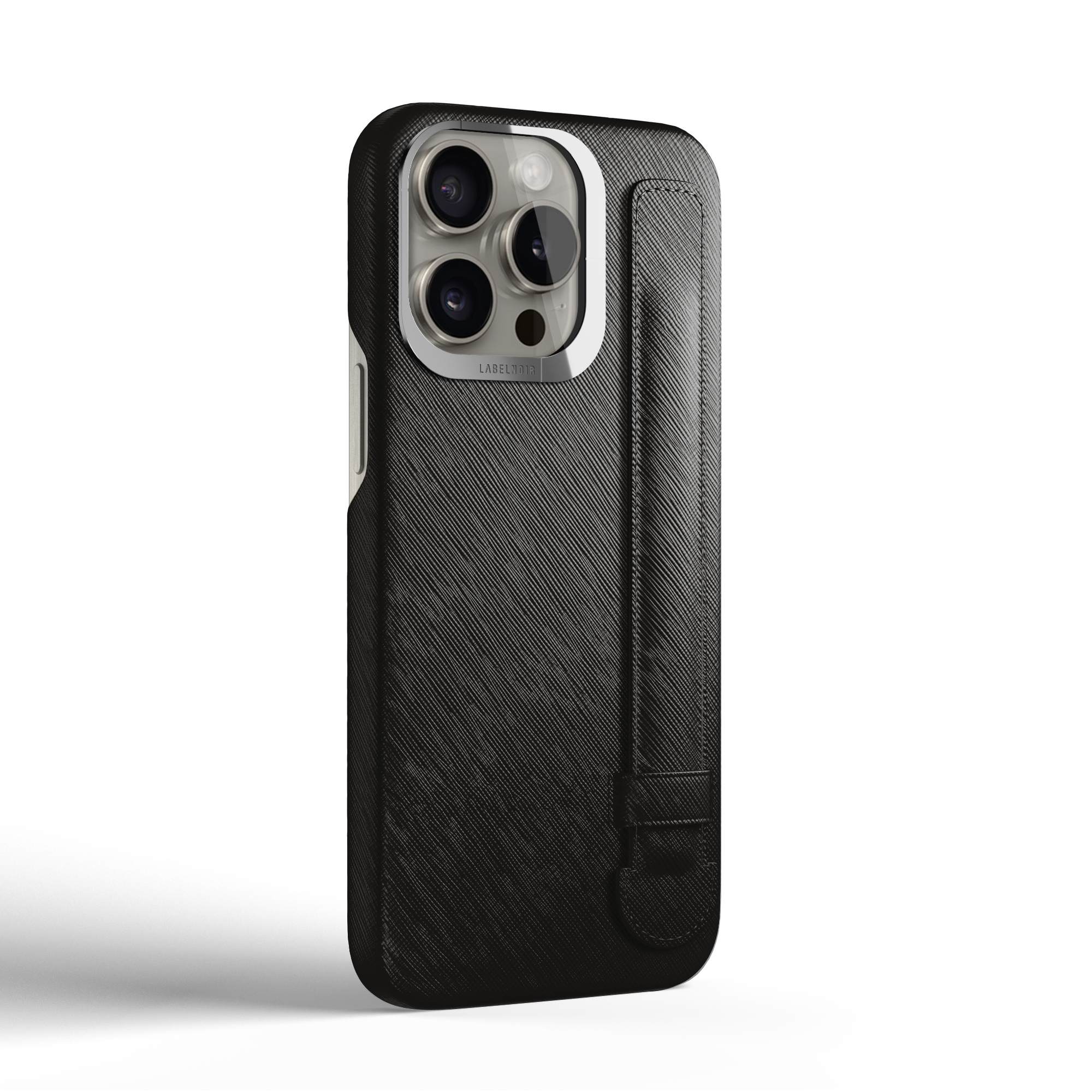 Label Noir Saffiano iPhone 16 Pro deksel svart MagSafe