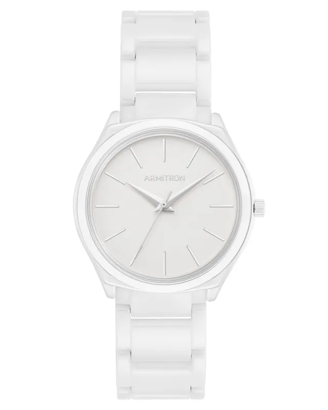 Armitron Jalyn 36mm dameklokke hvit keramikk