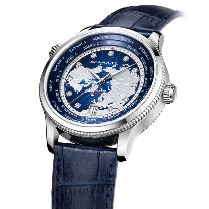 Sea-gull 819.95.7079V herreklokke blå GMT