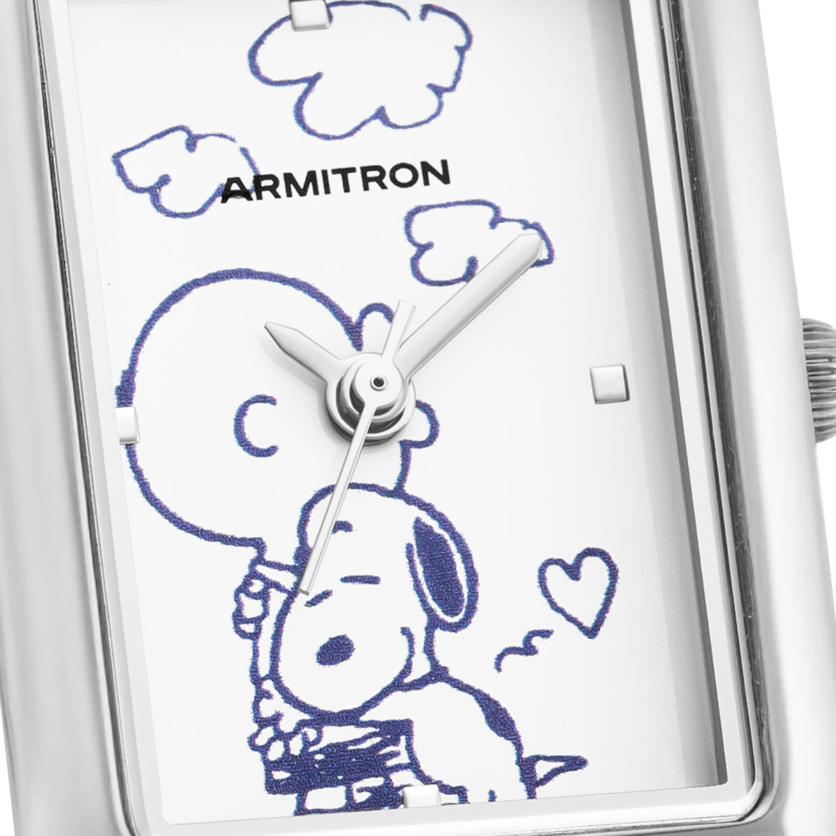 Armitron Peanuts 20mm dameklokke sølv Snoopy-klem