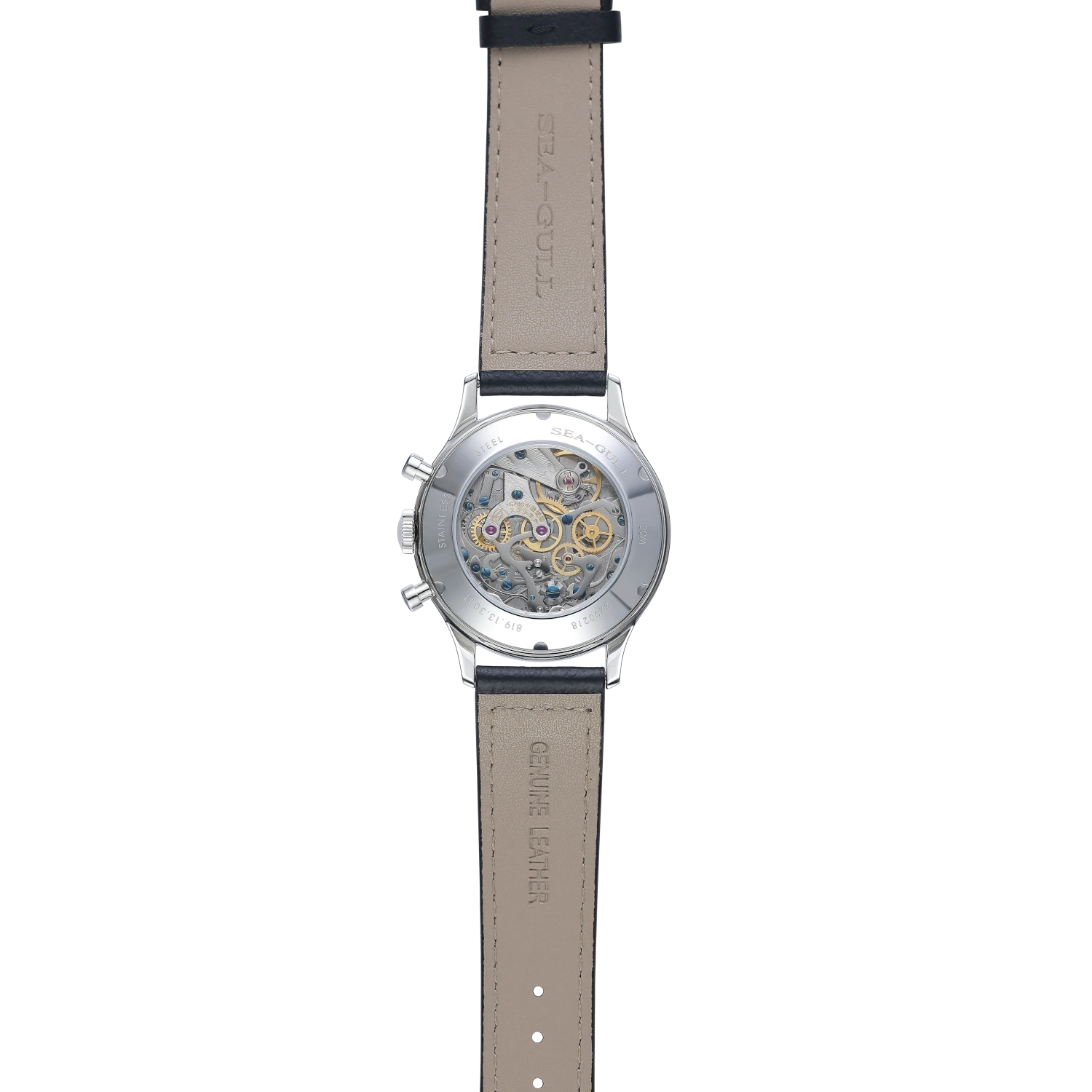 Sea-gull 1963 819.93.3011 kronograf laks 40mm pulsometer