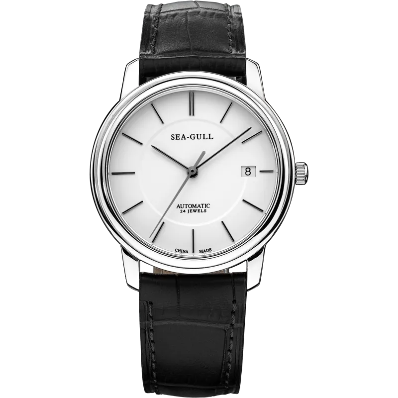 Sea-gull M201S dressklokke automatisk hvit 38 mm
