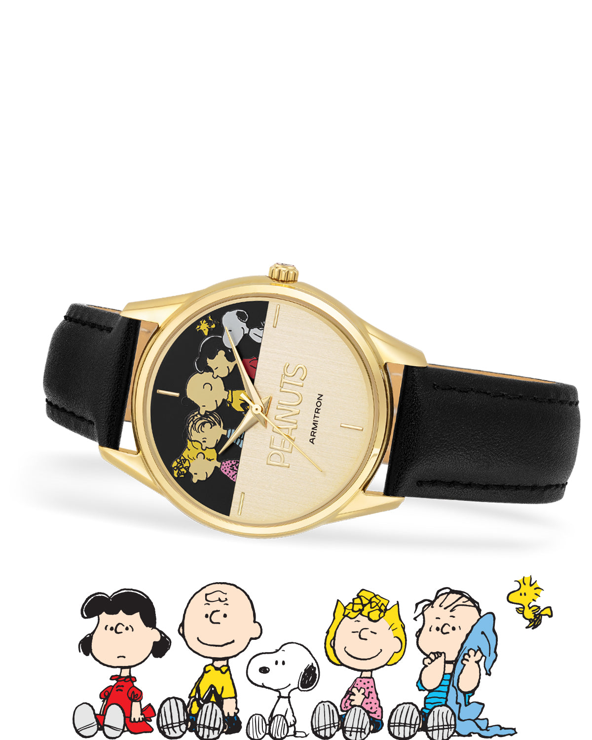 Armitron Peanuts Lineup herreklokke 36 mm sort/gull