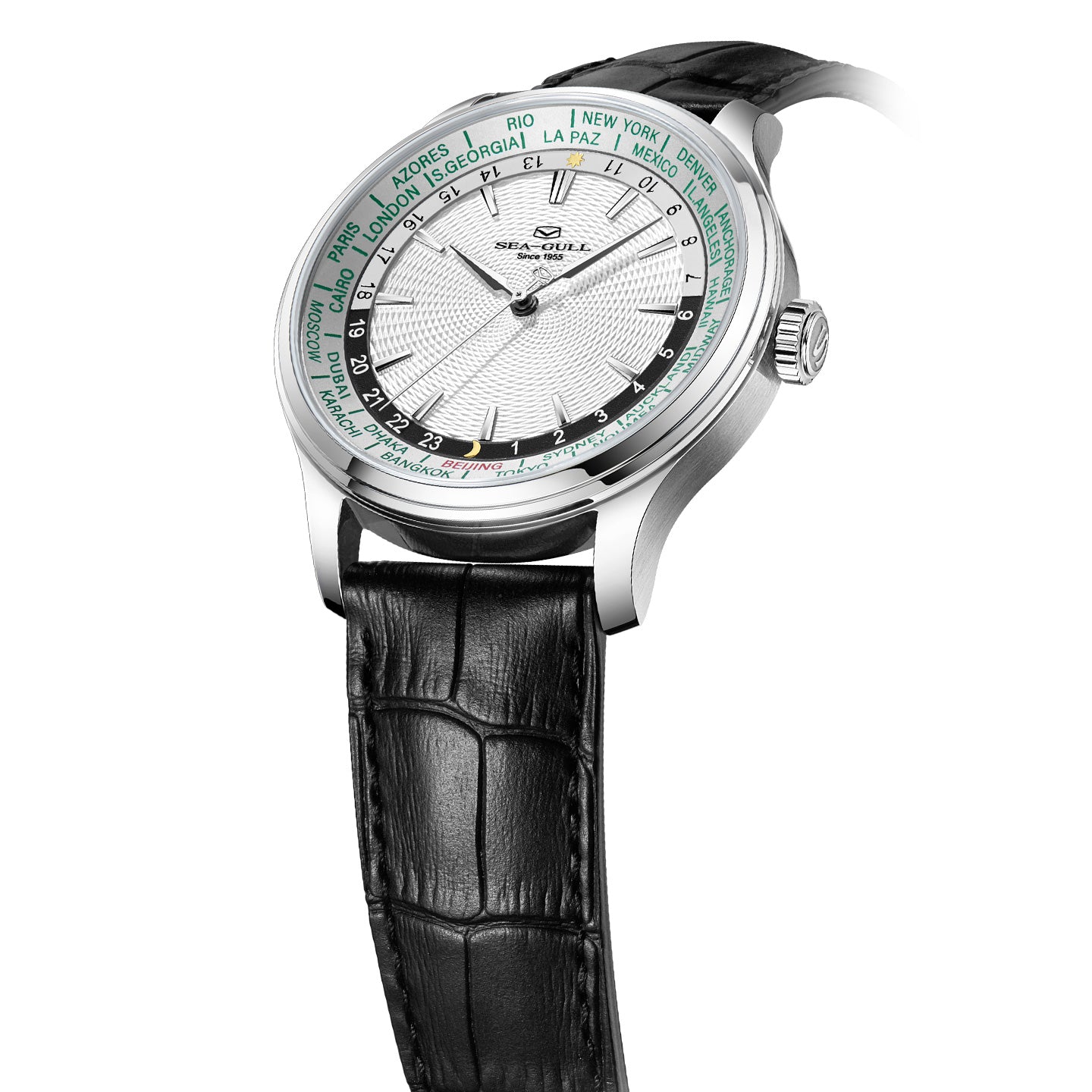 Sea-gull Extraordinary 819.12.1084 herreklokke hvit GMT