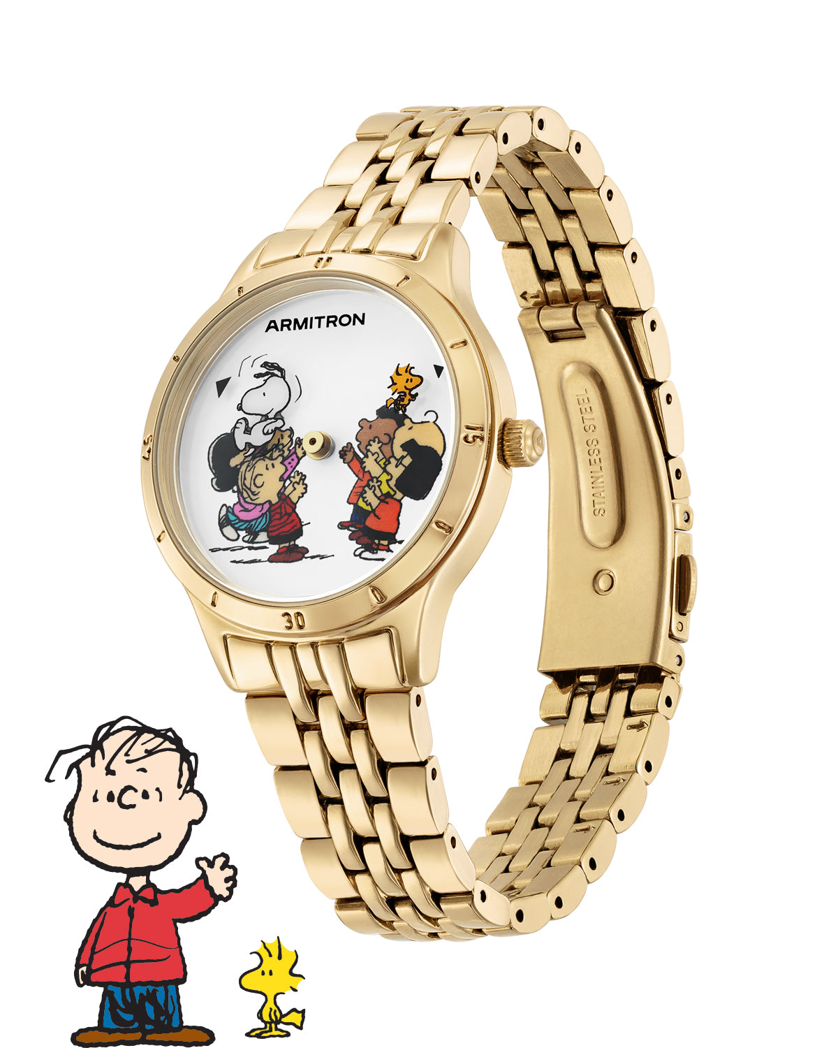Armitron Peanuts 34mm dameklokke gull Snoopy