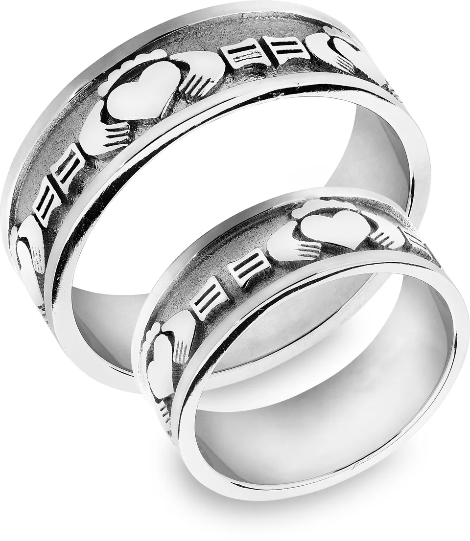 Snorre hjerte hender krone ring hvitt gull 7,5 mm