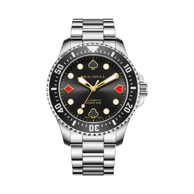 Sea-gull Ocean Poker Master 44,5mm dykkerklokke svart