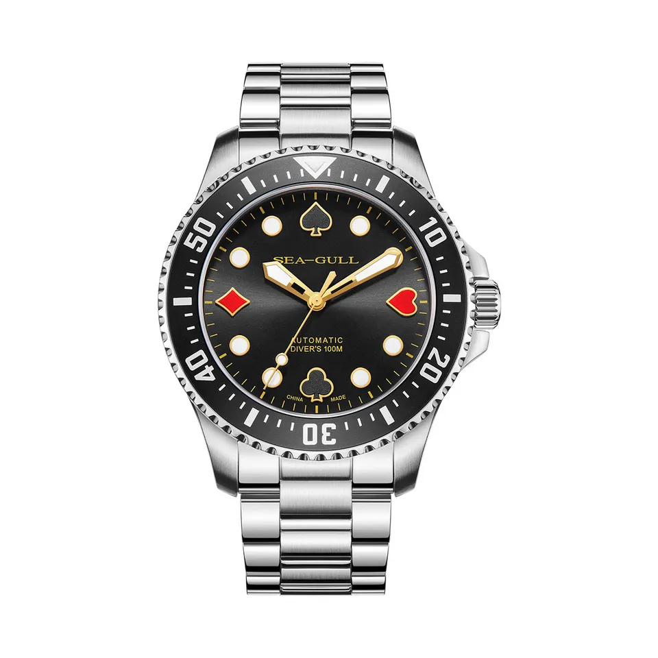 Sea-gull Ocean Poker Master 44,5mm dykkerklokke svart