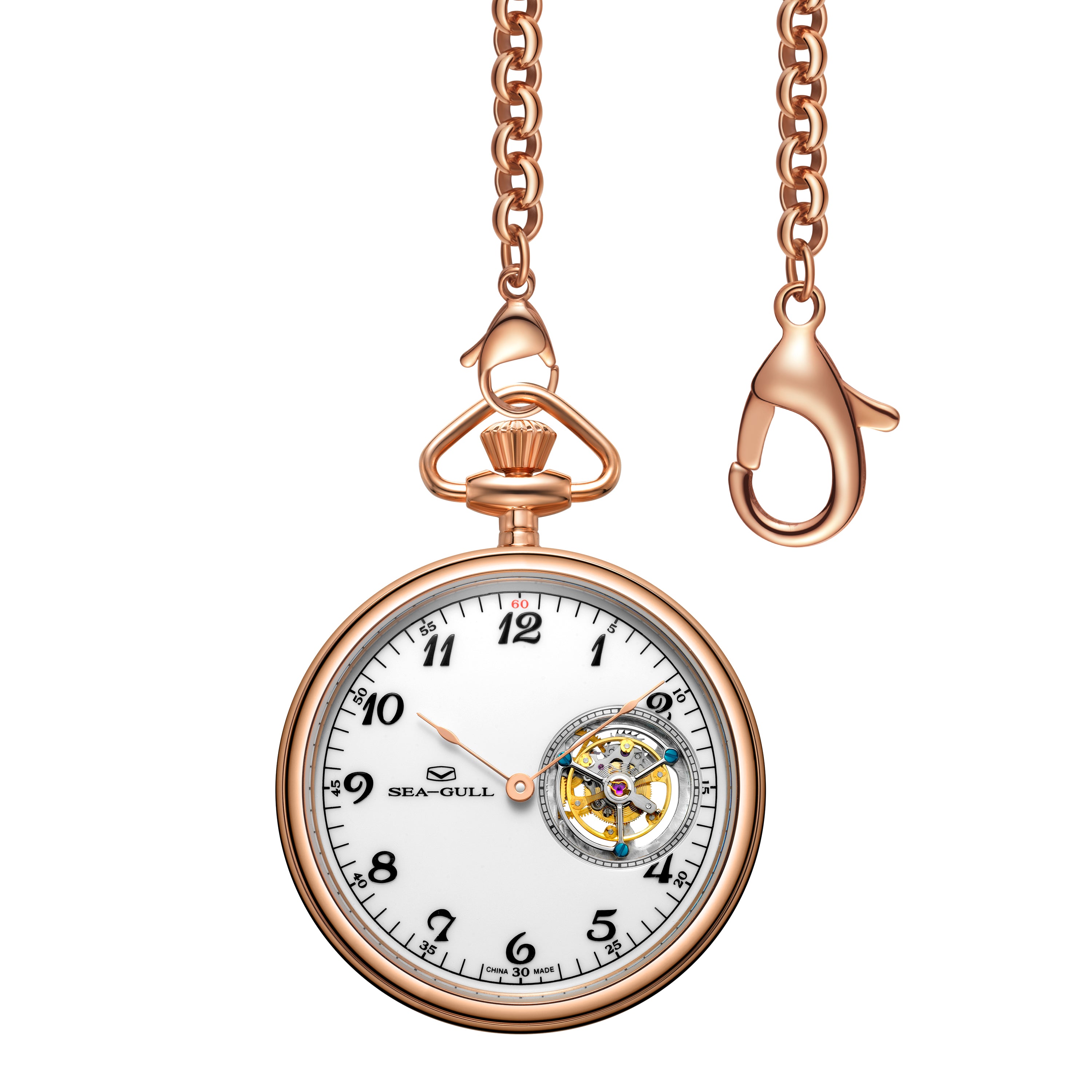 Sea-gull 856.13.8804 lommeur tourbillon 47mm hvit/sølv