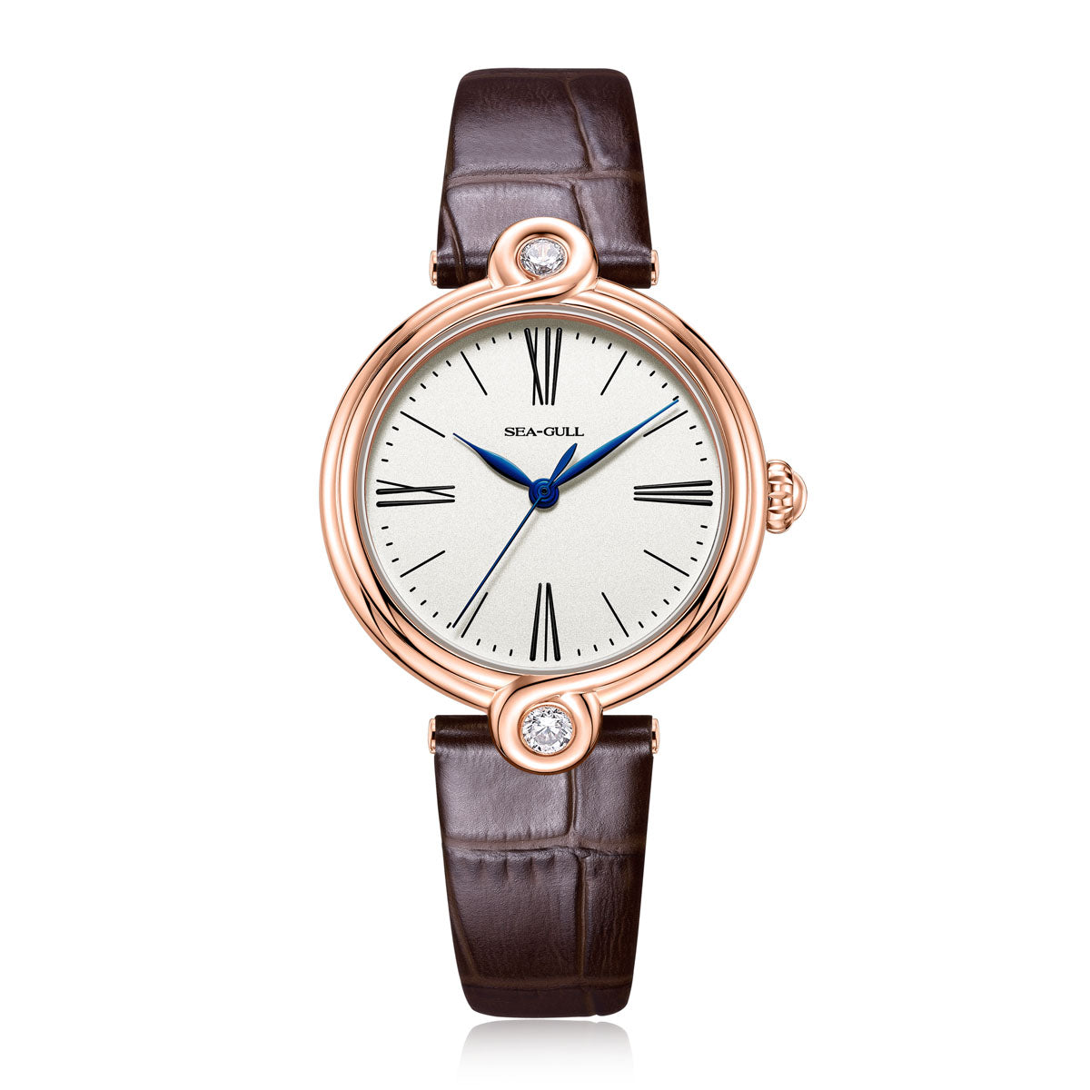 Sea-gull Infinity Zircon dameklokke 33mm blå lær
