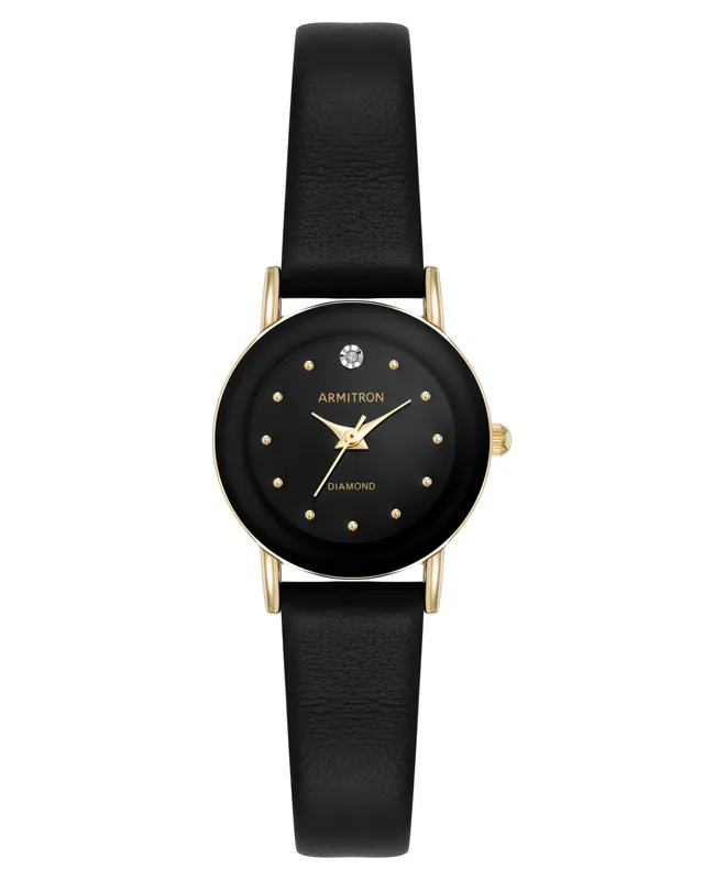 Armitron 75/2447BLK dameklokke sort skinn diamant