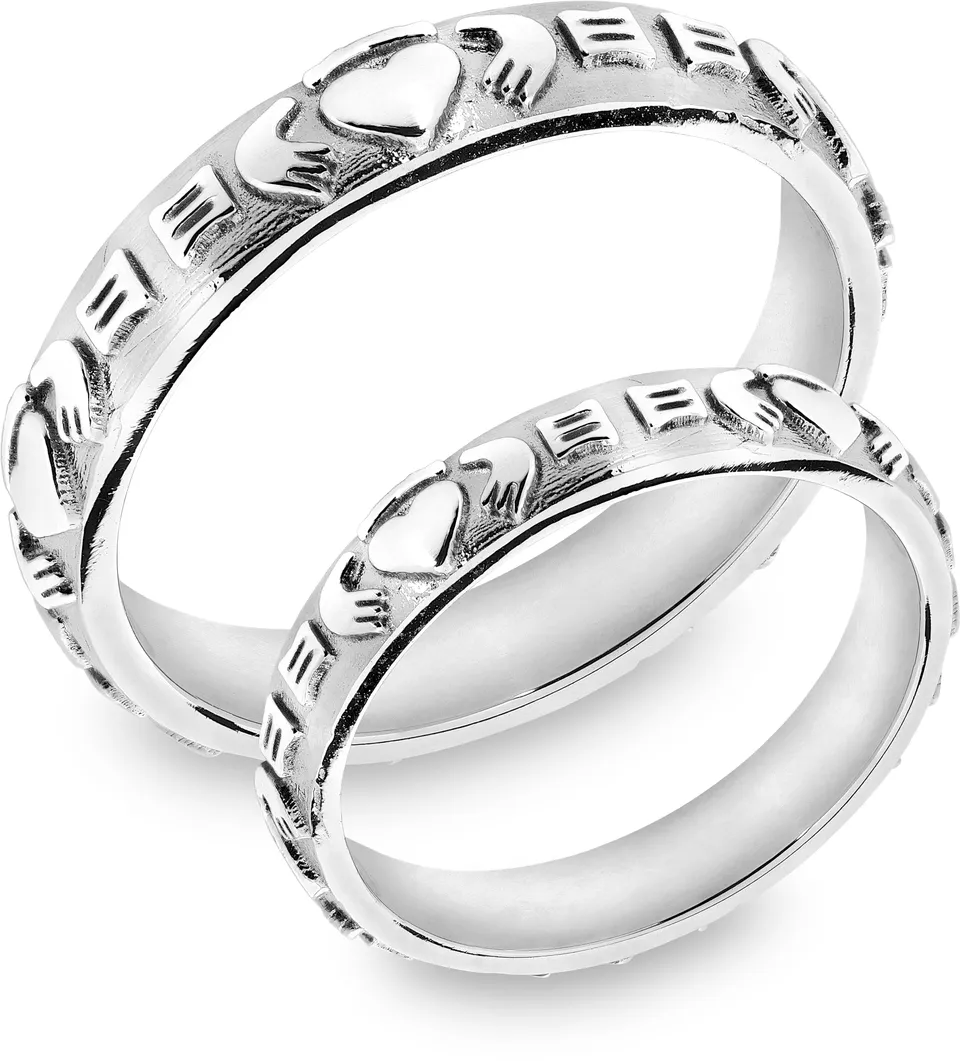Snorre hjerte hender krone ring 4 mm hvitt gull