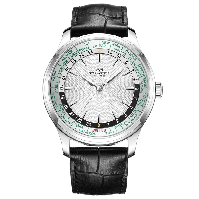 Sea-gull Extraordinary 819.12.1084 herreklokke hvit GMT