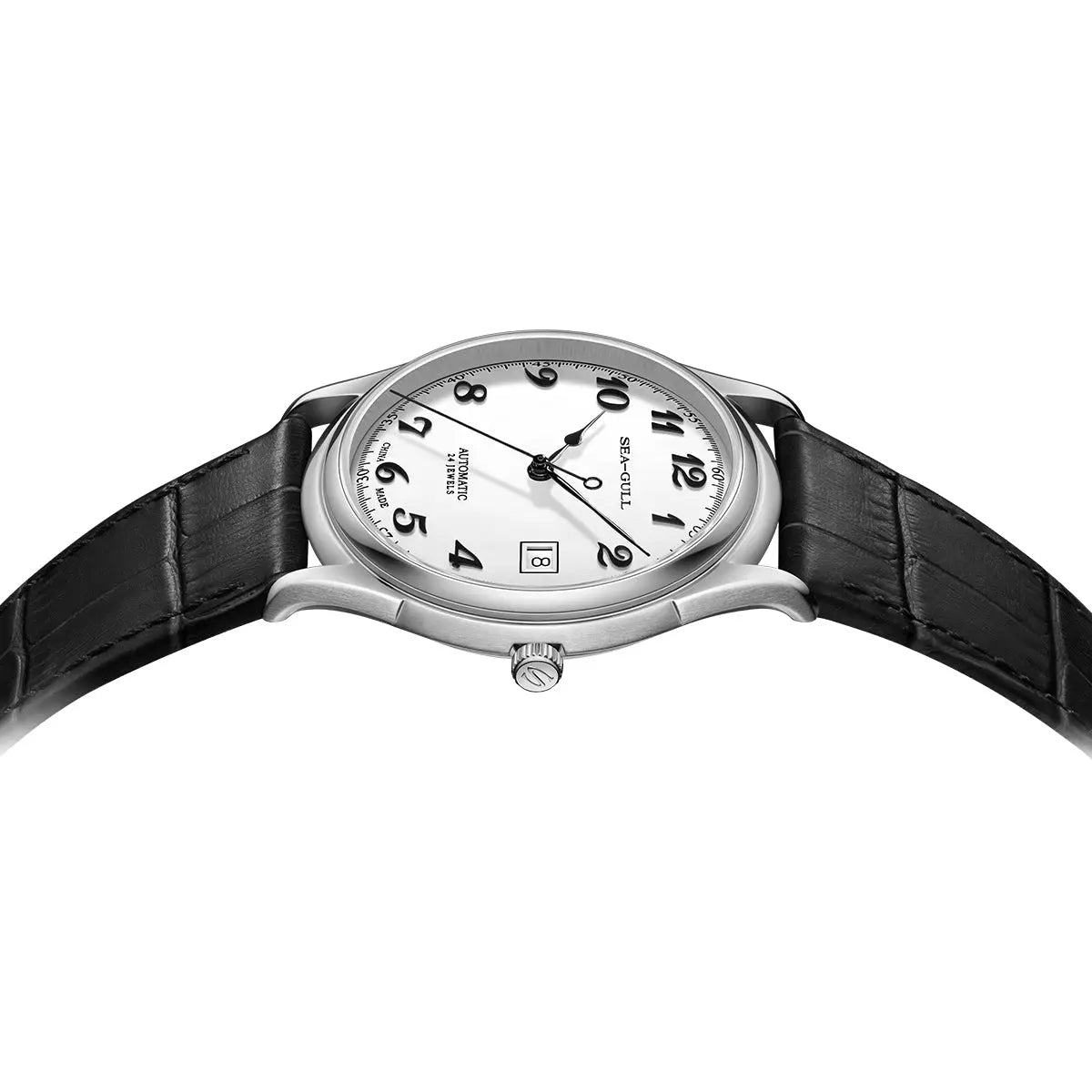 Sea-gull 519.13.1076 dressklokke hvit/sølv 39 mm