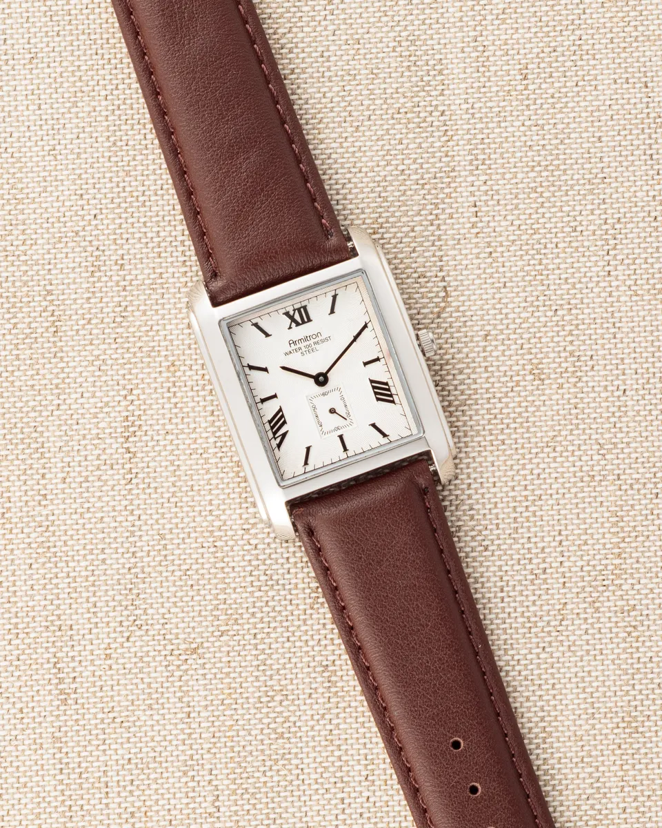 Armitron Vintage1889 herreklokke brun/sølv firkantet