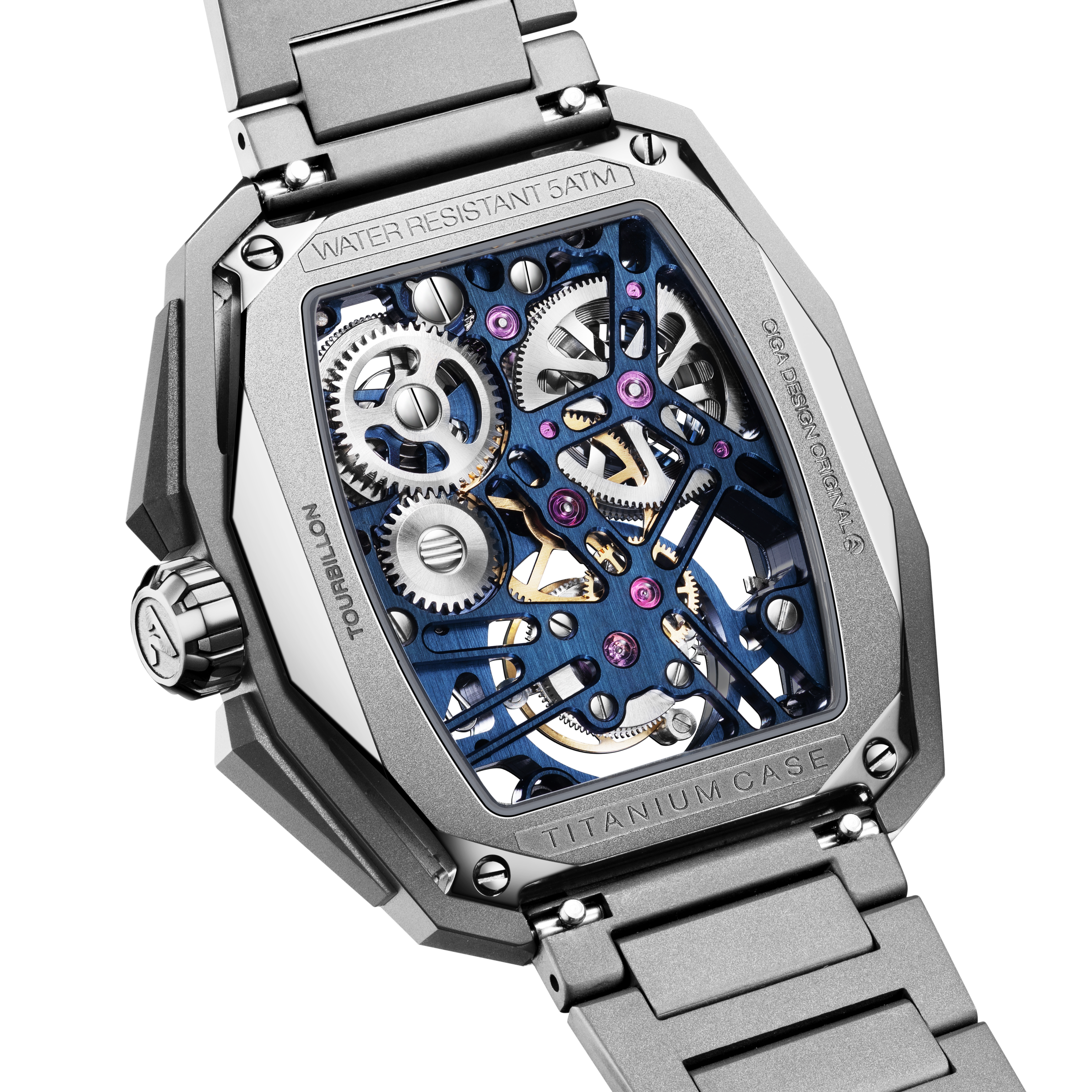 CIGA Design Hunter Tourbillon skjelett titan blå