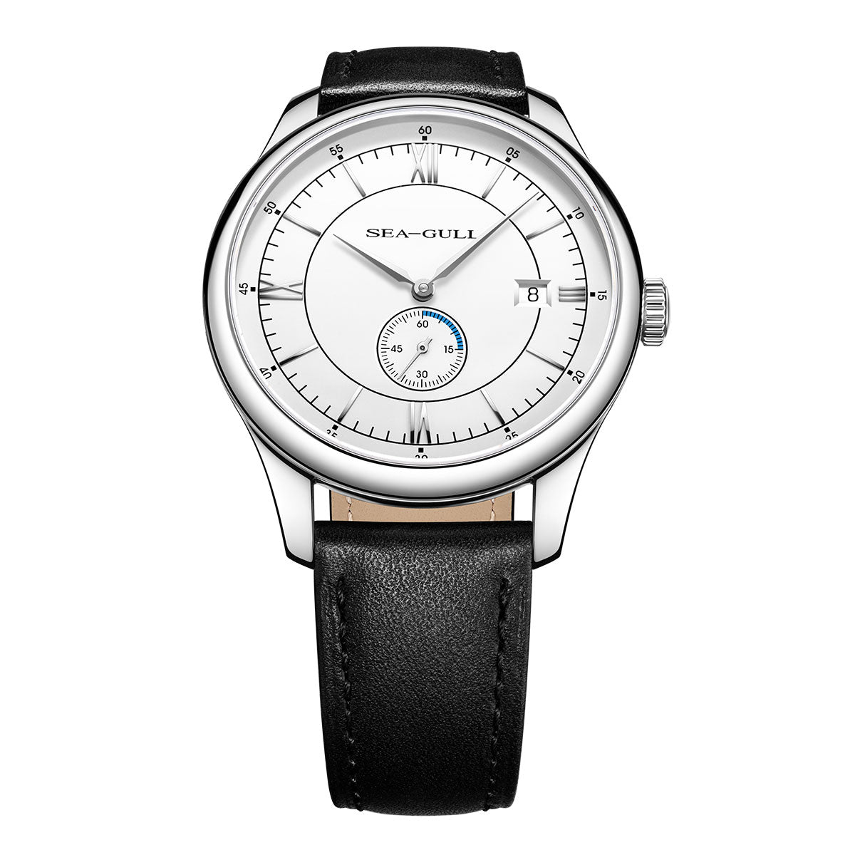 Sea-gull Small Second herreklokke 41mm hvit blå lær