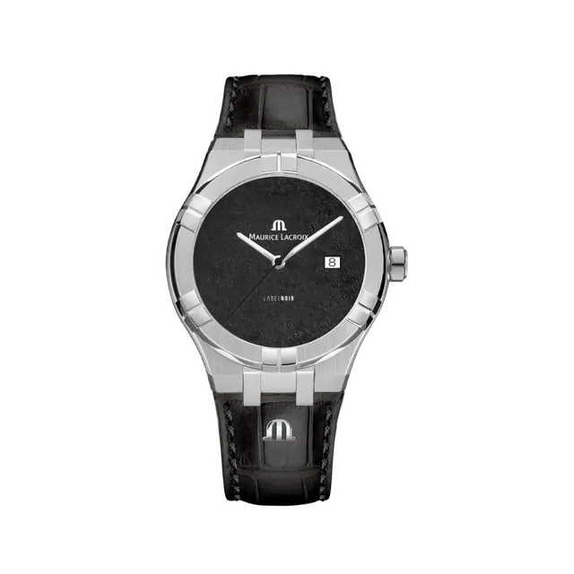 Label Noir Aikon Automatic 42MM klokke stål svart lærrem