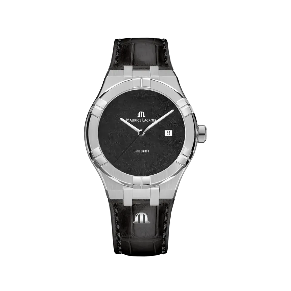 Label Noir Aikon Automatic 42MM klokke stål svart lærrem