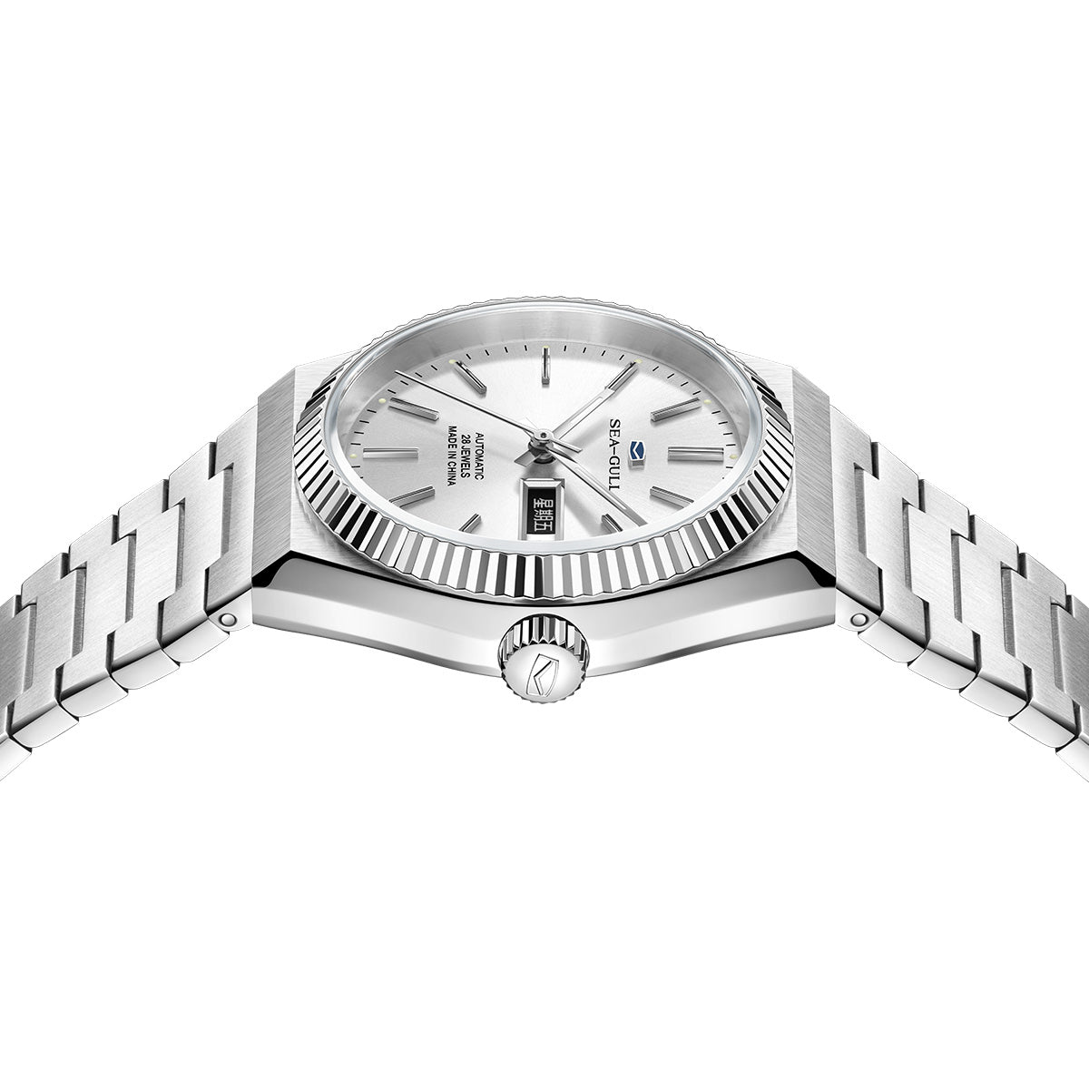 Sea-gull 816.12.1075 herreklokke hvit 38mm day-date