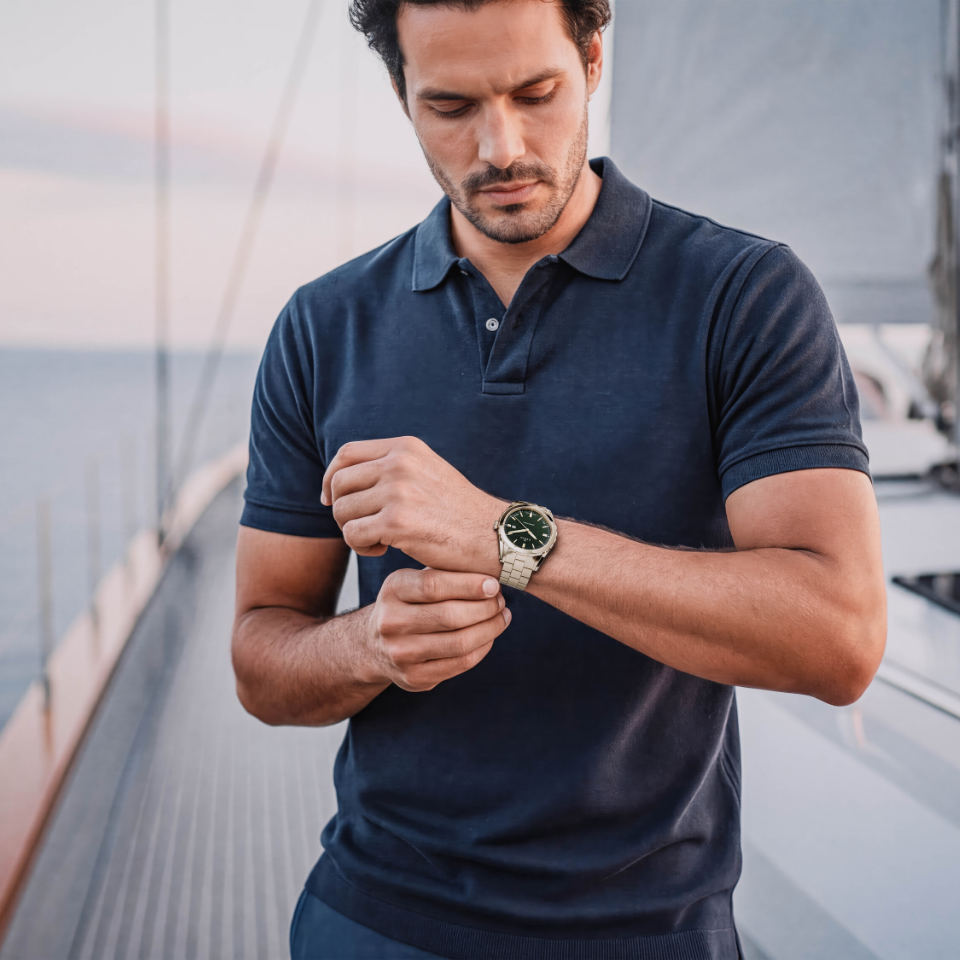Edox Delfin Date Gents herreklokke blå