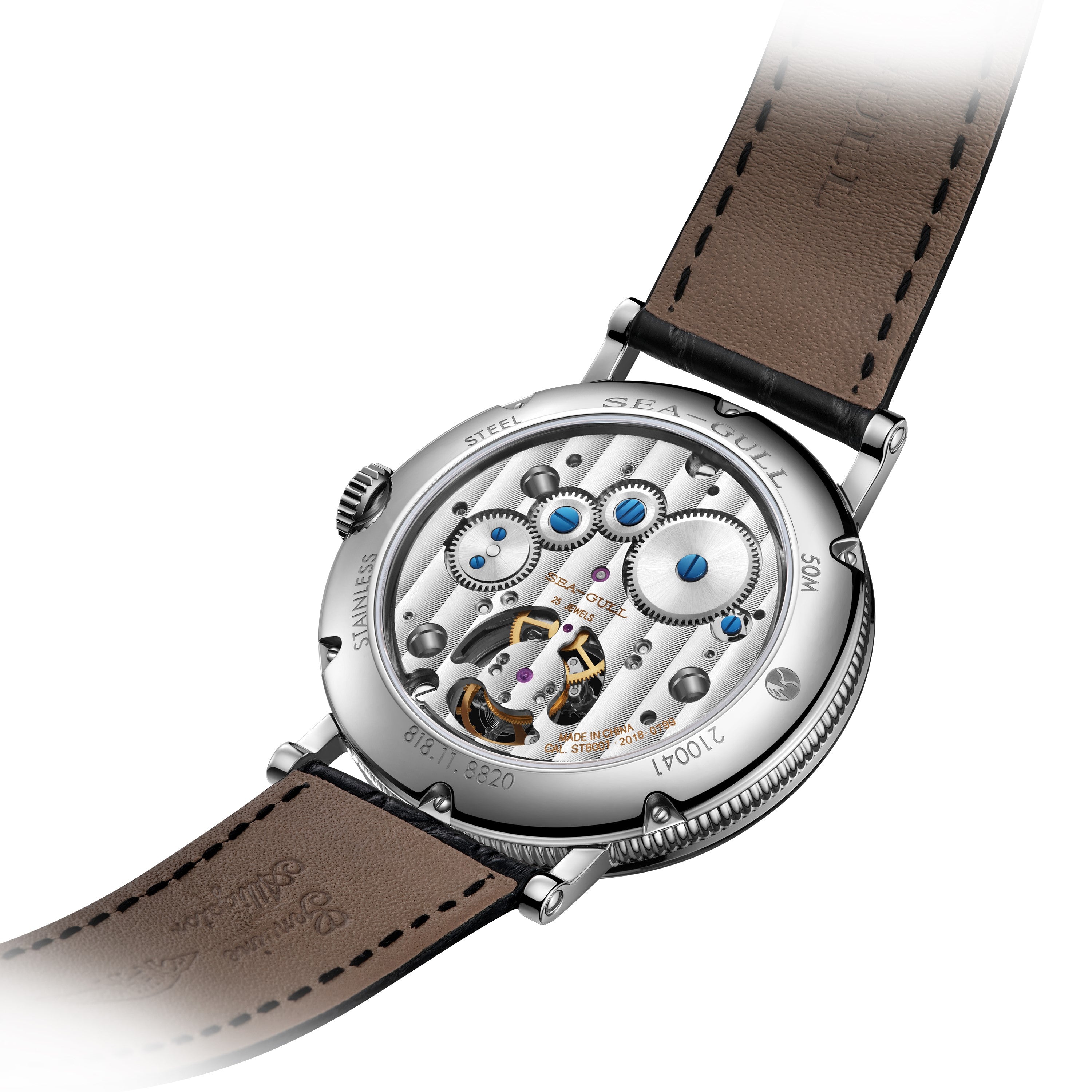 Sea-gull Heritage 818.11.8820 tourbillon hvit stål 41mm