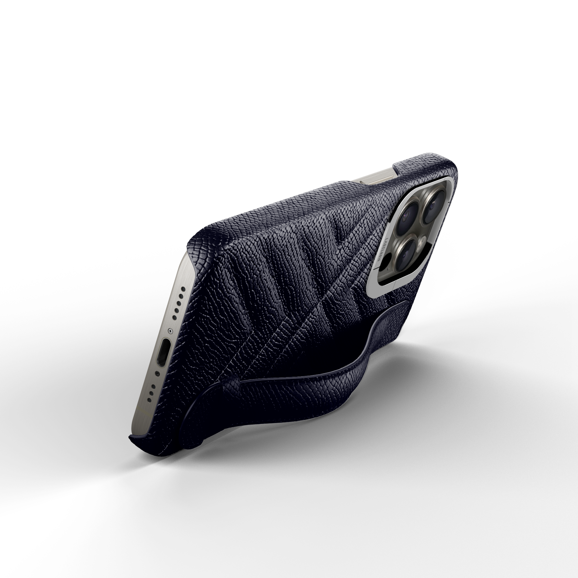 Label Noir iPhone 15 Pro deksel quiltet svart skinn