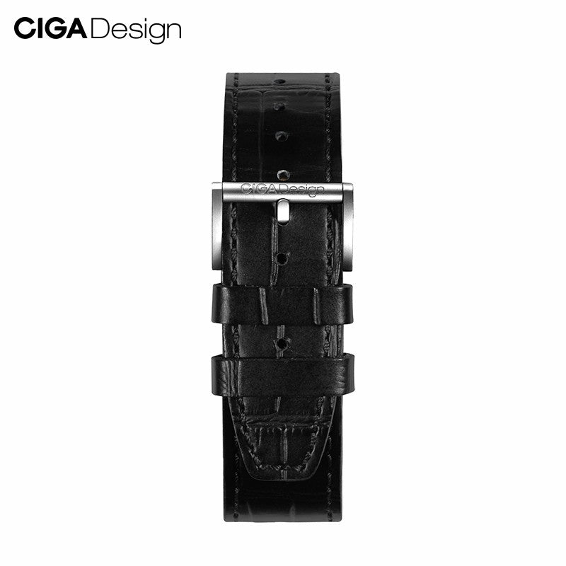 CIGA Design lærreim 22mm sølvspenne skinn