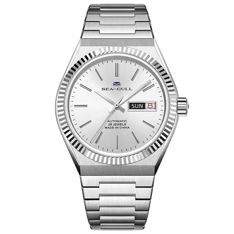 Sea-gull 816.12.1075 herreklokke hvit 38mm day-date