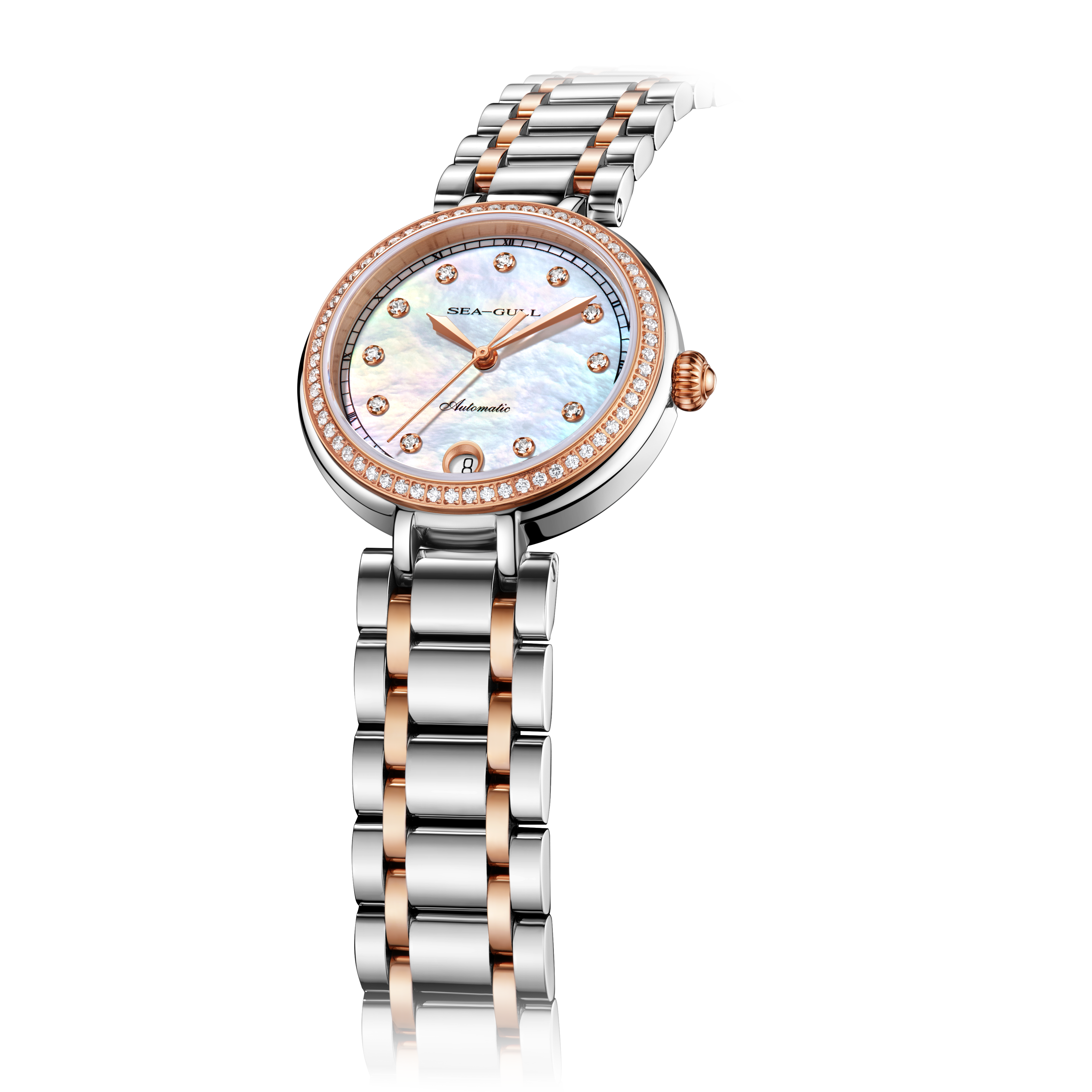 Sea-gull Lady's 217.15.1053L dameklokke hvitt perlemor 32mm