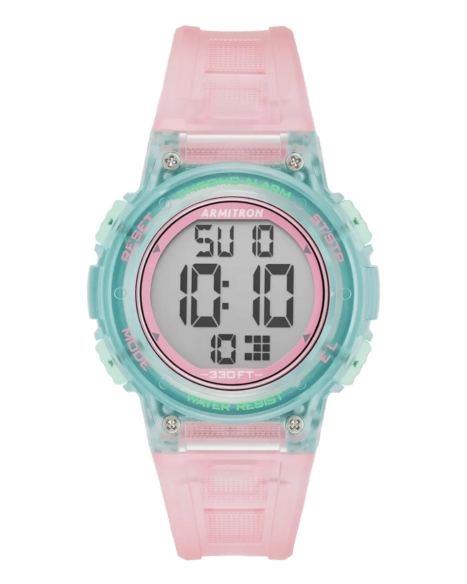 Armitron Jelly Chrono 37mm digitalklokke rosa blå