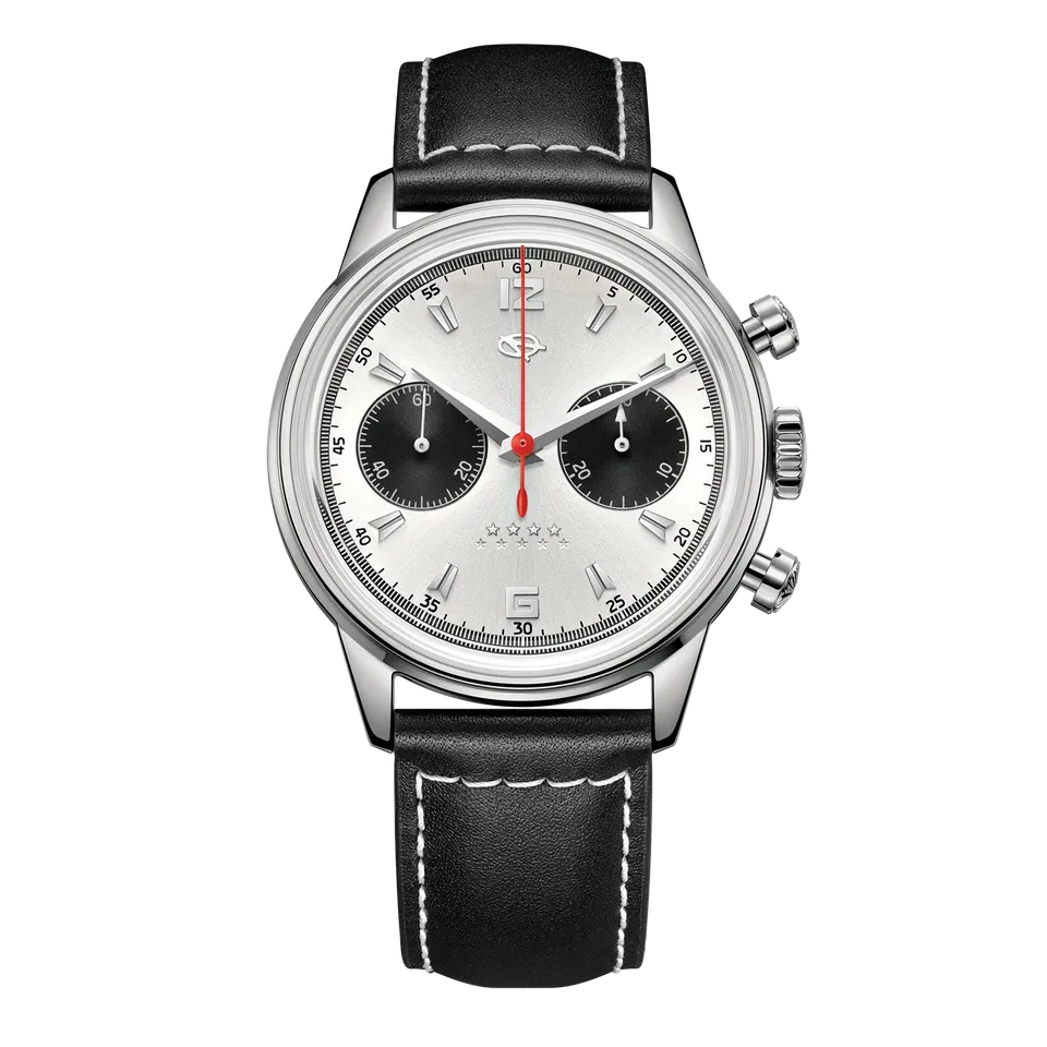 Sea-gull 1963 D304 kronograf hvit stål 40 mm