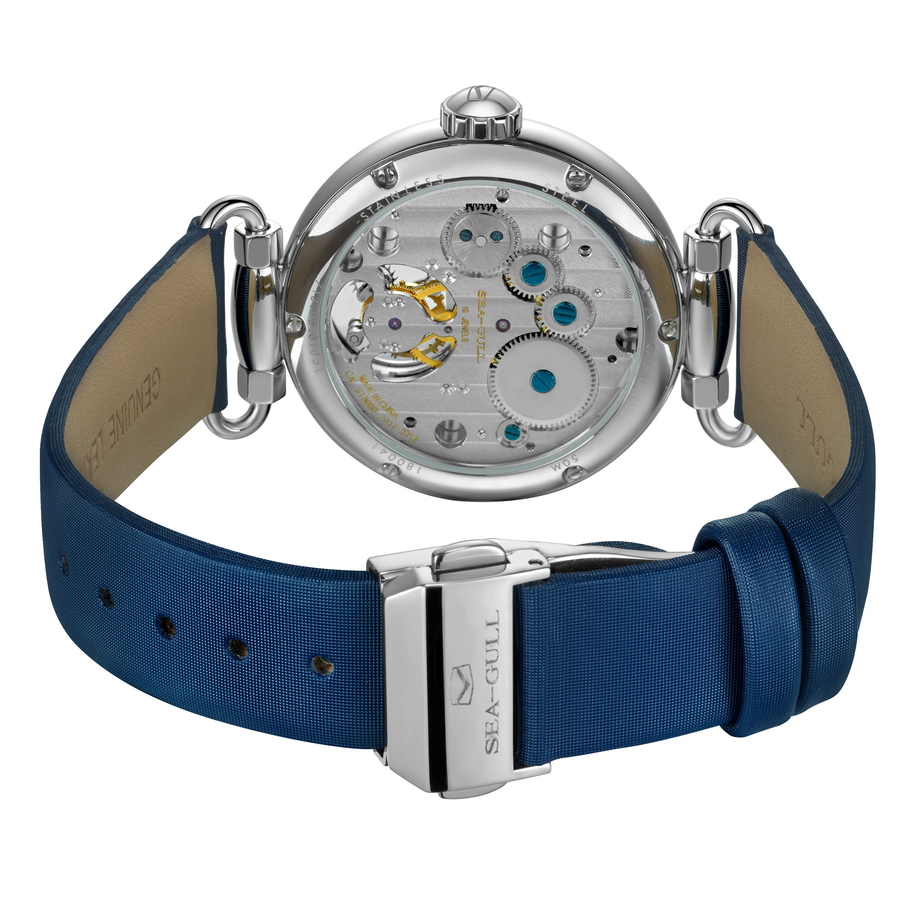 Sea-gull Heritage Eccentric Tourbillon 39mm klokke blå brodert